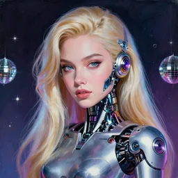A beautiful portrait painting of the cyborg princess, in the style of DiscoDiffusion, 8k, trending on artstation cgsociety.