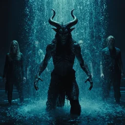 the demon, water caustics, film still from the movie directed by denis villeneuve and david cronenberg with art direction by h. r. giger and bernie wrightson