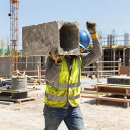construction worker carrying a hole