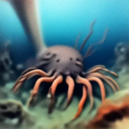 deep sea creature with human leg, ultra realistic, drawing, highly detailed