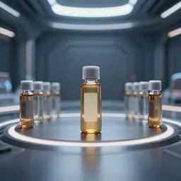 symmetrical photo of small bottle standing in sci - fi ocassion