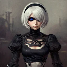 2B Nier Automata, painted by Leonardo da Vinci, trending in artstation, artstationHD, artstationHQ