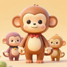 3 d render of an adorable monkey cute lisa frank