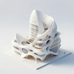 architecture model of a building made of biological i spired white shapes