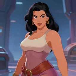 charming curvy filipina woman character portrait, by don bluth, sci - fi environment, highly detailed, dynamic shadows, 4 k, wallpaper - 1 0 2 4