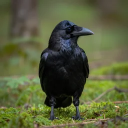 photograph of upright anthro werebeast crow captured in the forest