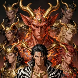 8 k headshot of detailed godlike satyr from macfarlane comics, ( ( ( smirk ) ) ) detailed vfx by greg rutkowski, ilya kuvshinov, indomitable, gold accessories, krenz cushart, zebra clothes and lava skin, muscular, symmetry accurate features, epic, artgerm trending on artstation, anime masterpiece, intricate artwork by caravaggio, unreal engine