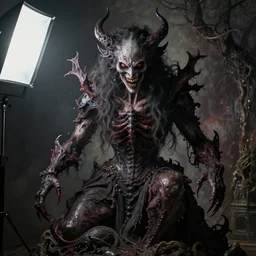 beautiful hellish creature of scary doom, master renaissance painting, photorealism, 8k, high detail, Sigma 85 mm, f 1.4, Studio Light, Studio Ghibli