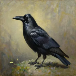oil painting of a crow by leonid afremov