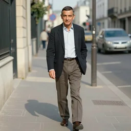 mr. bean walks down a street on a sunny day by victor brauner