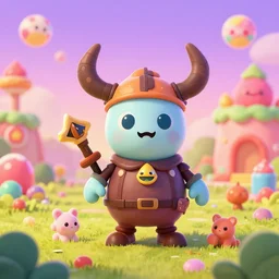 the Doomslayer's adventure in Candy Land, 4k, highly detailed, cutesy aesthetic, digital art
