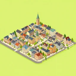 isometric view a small town