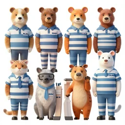 various animals dressed as inmates