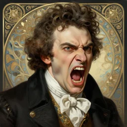 portrait of angry screaming franz schubert, d & d, fantasy, intricate, elegant, highly detailed, digital painting, artstation, concept art, smooth, sharp focus, illustration, art by artgerm and greg rutkowski and alphonse mucha