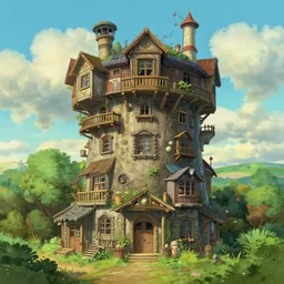 cylindrical house, solarpunk, studio ghibli, jean - baptiste monge, octane render, 4 k