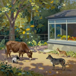 petting zoo with little creatures by shaun tan, oil on canvas by edward hopper,
