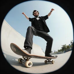 abraham lincoln skateboarding, skate video, fisheye lens, 4 k