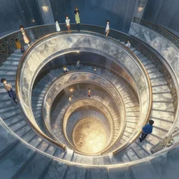 incredible, mindblowing, never - ending swirling staircases, in marble incrusted of legends official fanart behance hd by jesper ejsing, by rhads, makoto shinkai and lois van baarle, ilya kuvshinov, rossdraws global illumination
