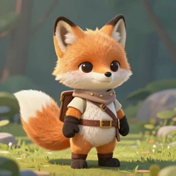 a really cute fluffy fox furry character, wearing a dnd fantasy ranger outfit, artstation