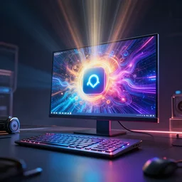 a computer with arch linux, glowing neon lights, detailed illustration, octane render, god rays, intricate, epic lighting, cinematic composition, hyper realistic, 8 k resolution, unreal engine 5, by artgerm, tooth wu, dan mumford, beeple, wlop, artstation