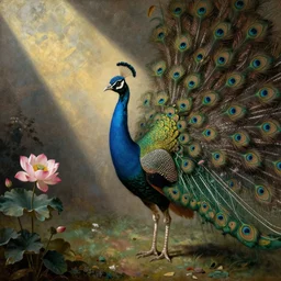 whimsical peacock and flowers by jean - baptiste monge
