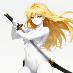 renaissance anime brave elf girl with white skin, strong pose, stunning face, katana in hand, golden hair blowing the wind, strong pose, trending art, dynamic photography, centered, fate zero, extremely high detailed, bokeh color background, studio ghibly makoto shinkai yuji yamaguchi, wlop