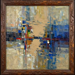 abstract oil painting mixed with sand in old carved wood ( ( ( ( ( ( ( informalism ) ) ) ) ) / complementary color scheme, daguerreotype glitch art, great volume and textures with very strong brush strokes, highly detailed, intrincate, / octane, lumen unreal 5