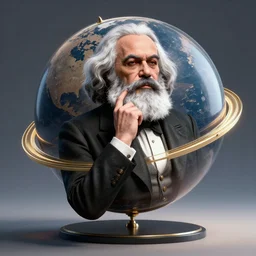Karl Marx pondering his Orb, Octane Render, 8k, HDR