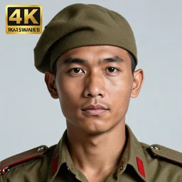 a portrait of a burmese rebel soldier, close up photography, f / 2 0, 3 5 mm, 4 k, 8 k, studio lighting, award winning photography