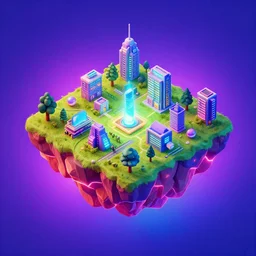 isometric island on neon background, isometric invironment, 3d art, isometric art, amazing detail, artstation, concept art, behance, ray tracing