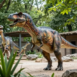 dinosaurs in a zoo, hd