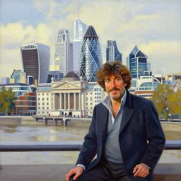 bob ross painting of the city of london