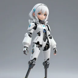 cute young girl, white short hair, white future technology jacket, white skin, complicated mechanical stilt leg prosthesis, complex mechanical stilt prosthesis, fantasy art by saruei and guweiz and ilya kuvshinov, sleek curves, intricate sharp focus, trending on artstation hq, deviantart, pinterest, unreal engine 5, 4 k uhd image