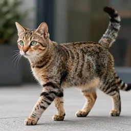bipedal cat, walking on two legs, walking like person