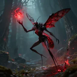 dark lich mosquito casting blood magic, beautiful graphics, fantasy artwork, very beautiful scenery, hd, hdr, ue 5, ue 6, unreal engine 5, cinematic 4 k wallpaper, 8 k, ultra detailed