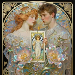 twin peaks agent cooper, rococo and art nouveau fusion, iridescent diaphanous refractive and reflective flower bouquet, tarot card, highly detailed, deep focus, elegant, digital painting, smooth, sharp focus, illustration, ultra realistic, 8 k, art by artgerm and alphonse mucha