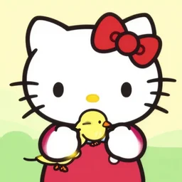 Hello Kitty eating a bird