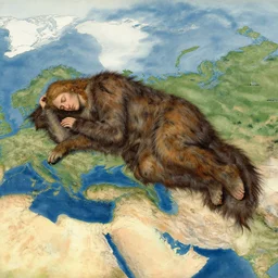 a sleeping god in the form of a wild that covers a continent. by rasmus berggreen.