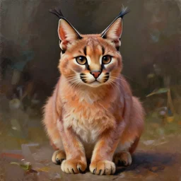 cute fluffy caracal wearing pants, 1 / 6, cgsociety, cinematic shot, oil painting by jama jurabaev, extremely detailed, brush hard, artstation, high quality, brush stroke