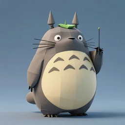 “Totoro, origami, octane 3D render, blender”
