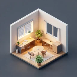 isometric 3d room, octane render