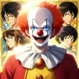 highly detailed vfx portrait of buggy the clown by eiichiro oda, makoto shinkai, alphonse mucha, sharp focus, art by artgerm and greg rutkowski!, backlit, harsh overhead sunlight, blue eyes, stanley kybric, makoto yukimura, takeshi obata, kaoru mori, pixiv, fanbox,