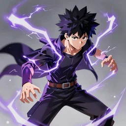 a highly detailed anime art of a boy with thunder powers by gemi ningen, in my hero academia, in full metal alchemist, 8 k, anime!!!!!!!!!!!!!!! trending on artstation, spikey hair, portrait, big eyes!!!!!!!!, detailed eyes, official media