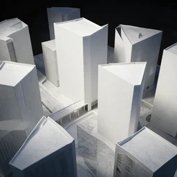 tyson polygonal urban design layout, white horizontal texture office buildings, and corridors connecting various buildings, by stuart lippincott, coloured, obsidian, geometry, octane render, ray tracing, realistic, diorama, ultra wide angle, ray tracing, volumetric lighting, dynamic lighting, dramatic lighting, high contrast, concept art, marble, religious, surrealism, catholicpunk, stark, trending on artstation