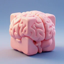 cube - shaped brain, 3 d render by pixar
