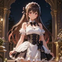 a potrait of anime girl, my dress up darling anime, fine details, night setting, realistic shaded lighting poster by ilya kuvshinov katsuhiro, unreal engine 5, radiant light, detailed and intricate environment