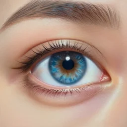 a highly detailed photorealistic painting of a human eye with a reflection of outer space