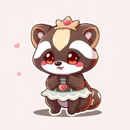 cute miss mascot fouinar fouinar furret food sticker art, cronobreaker, beeple game icon