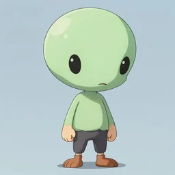 individual character design art, alien being with oversized head character, by shigeto koyama and yusuke kozaki and joji morikawa and frank frazetta and kim jung gi, no more heroes concept art