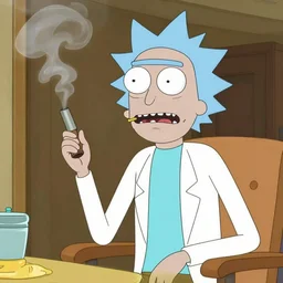 rick sanchez ( rick and morty } smoking a plumbus